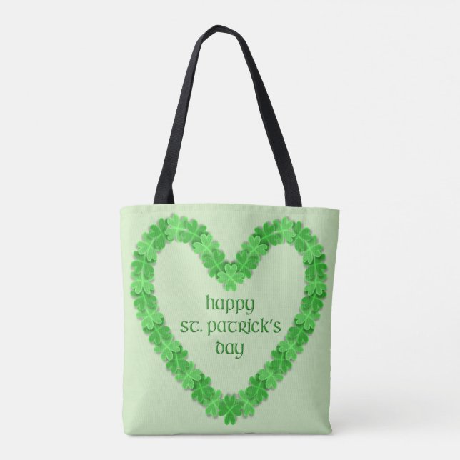 Lycklig St. Patricks Day Heart Tygkasse (Baksida)