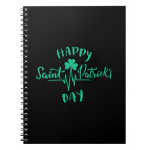 Lycklig St patricks day Heartslag puls Shamrock Anteckningsbok