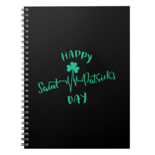 Lycklig St patricks day Heartslag puls Shamrock Anteckningsbok