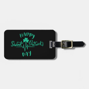 Lycklig St patricks day Heartslag puls Shamrock Bagagebricka