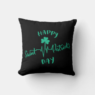 Lycklig St patricks day Heartslag puls Shamrock Kudde