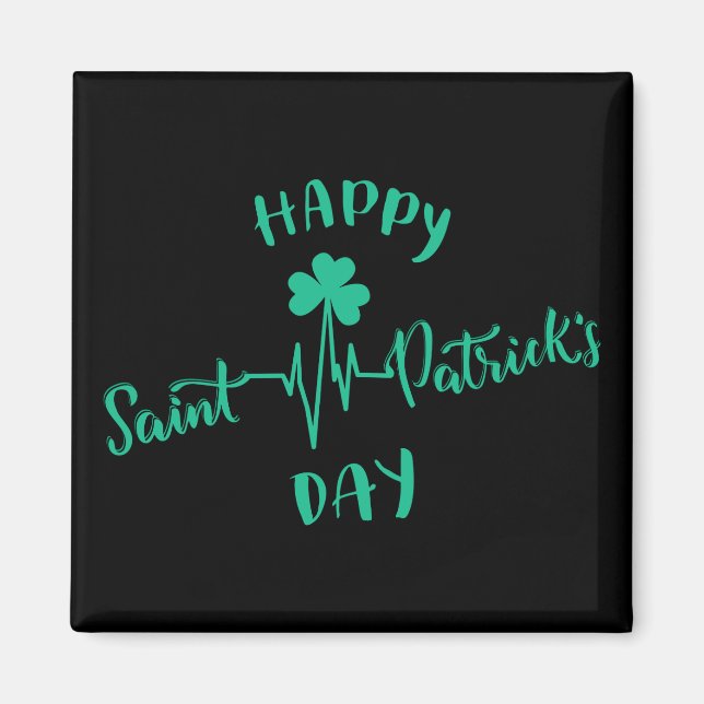 Lycklig St patricks day Heartslag puls Shamrock Magnet (Framsidan)
