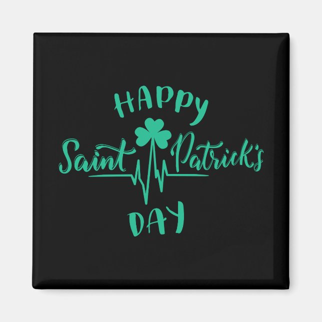 Lycklig St patricks day Heartslag puls Shamrock Magnet (Framsidan)