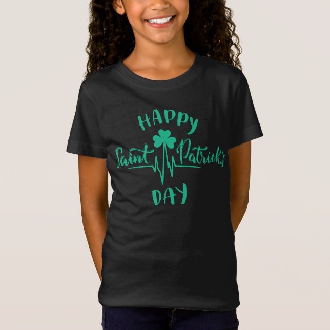 Lycklig St patricks day Heartslag puls Shamrock T Shirt (Framsida)