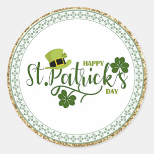 Lycklig St. Patrick's Day, helgdag design Runt Klistermärke