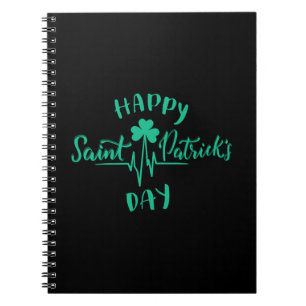 Lycklig St Patricks Day Hjärtbeat puls Shamrock Anteckningsbok