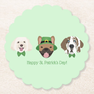 Lycklig St patricks day Hund Ansikte Underlägg Papper