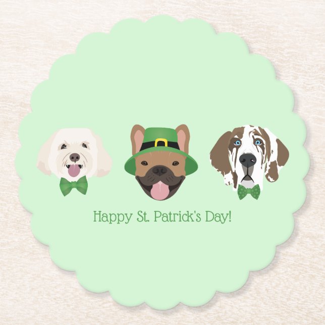 Lycklig St patricks day Hund Ansikte Underlägg Papper (Framsida)