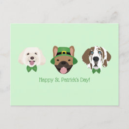 Lycklig St patricks day Hund Ansikte Vykort