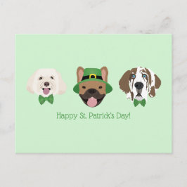 Lycklig St patricks day Hund Ansikte Vykort