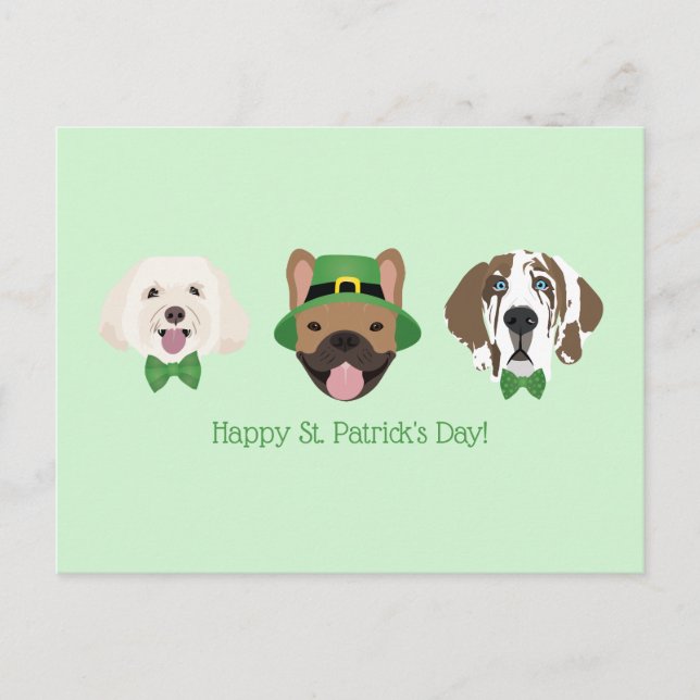 Lycklig St patricks day Hund Ansikte Vykort (Framsida)