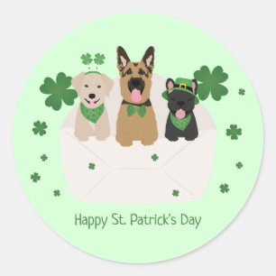 Lycklig St patricks day Hund Mail Runt Klistermärke