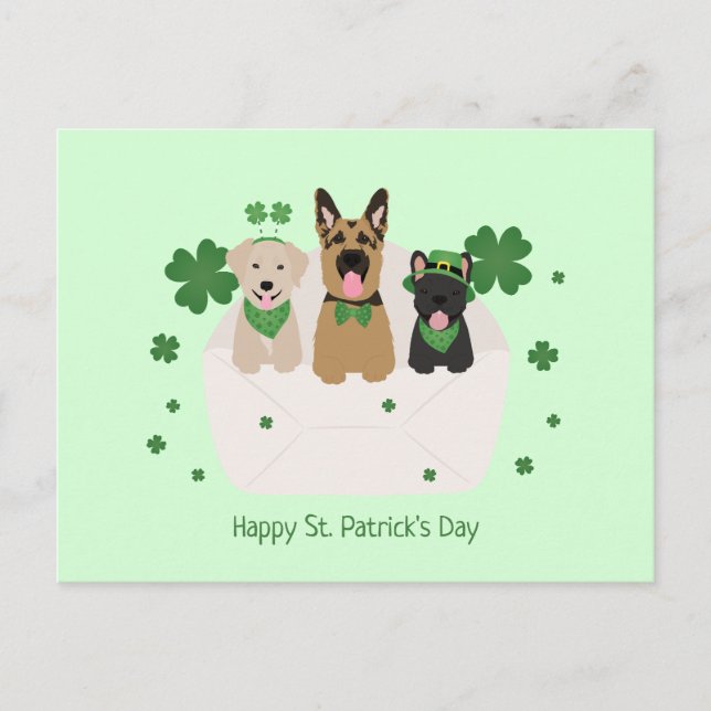 Lycklig St patricks day Hund Mail Vykort (Framsida)