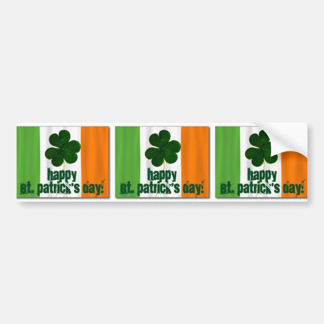 Lycklig St. Patrick's Day, Irish Flagga Ireland Bildekal (Framsidan)