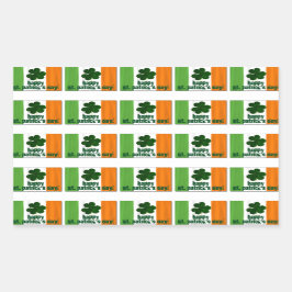 Lycklig St. Patrick's Day, Irish Flagga Ireland Rektangulärt Klistermärke