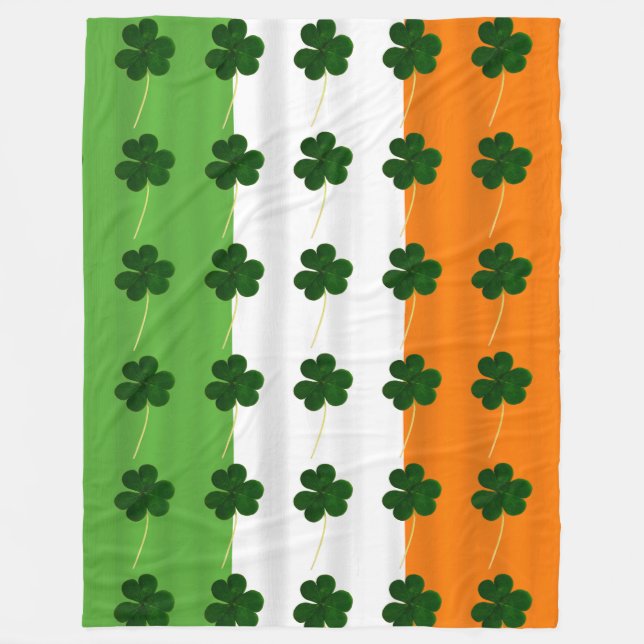 Lycklig St. Patrick's Day Irish Flagga Shamrock Kl Fleecefilt (Framsidan)