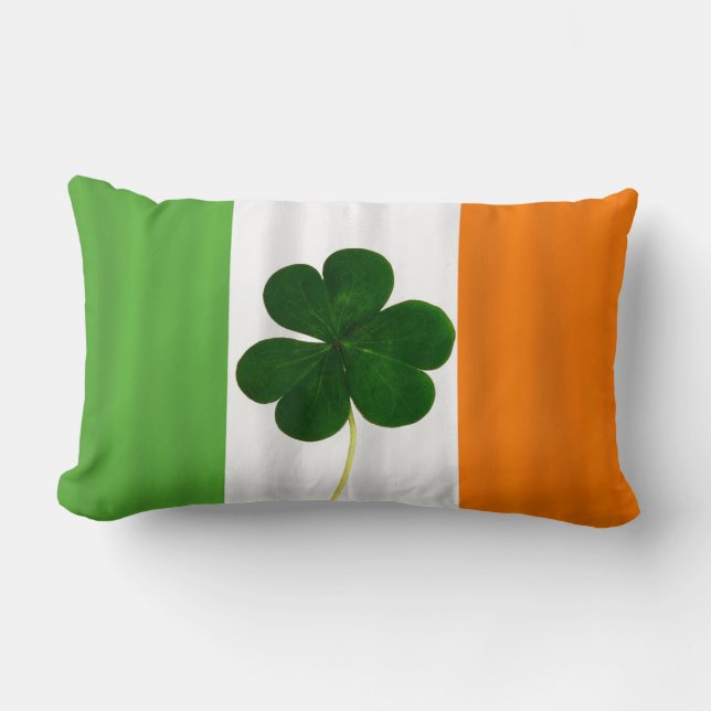 Lycklig St. Patrick's Day Irish Flagga Shamrock Kl Lumbarkudde (Framsida)