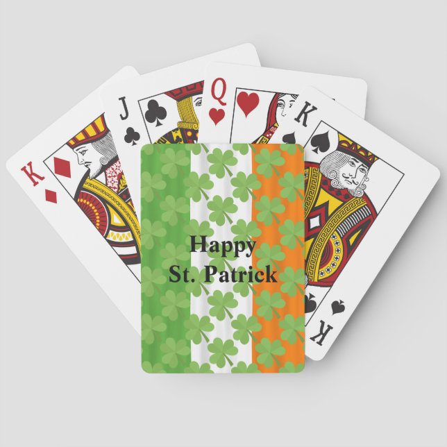 Lycklig St. Patrick's Day Irish Flagga Shamrock Pa Casinokort (Baksidan)