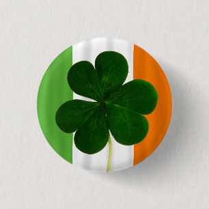 Lycklig St. Patrick's Day Irish Flagga Shamrock Pa Knapp