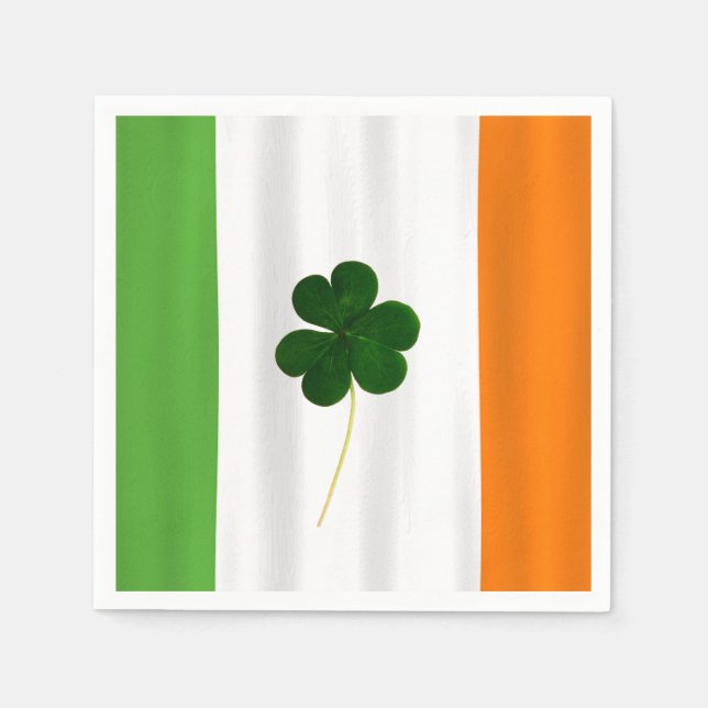 Lycklig St. Patrick's Day Irish Flagga Shamrock Pa Pappersservett (Framsidan)