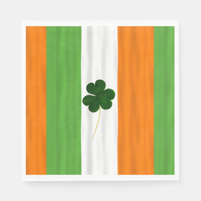Lycklig St. Patrick's Day Irish Flagga Shamrock Pa Pappersservett (Framsidan)