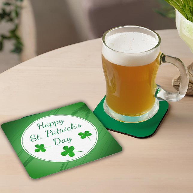 Lycklig St. Patrick's Day Irish Grönt Shamrock Underlägg Papper Kvadrat (Skapare uppladdad)