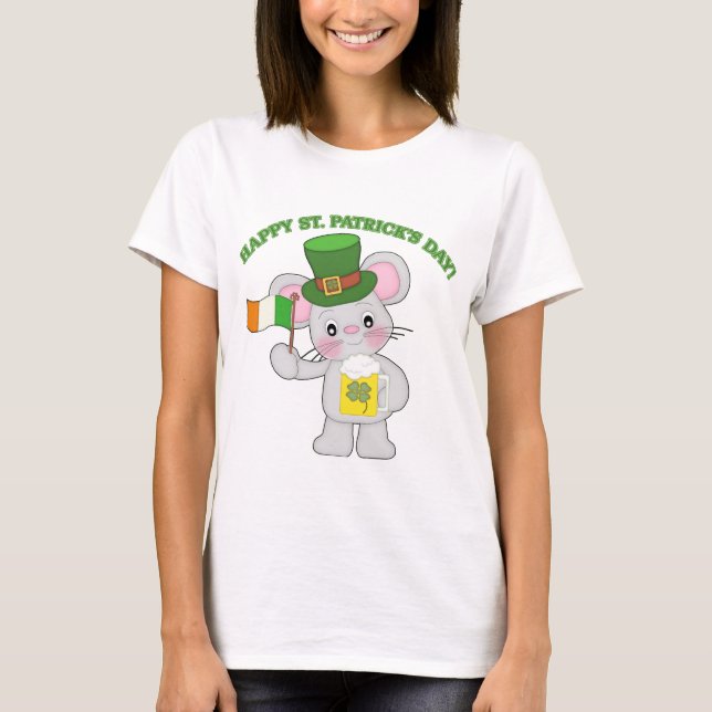 Lycklig St. Patrick's Day Irish Mouse T-shirt (Framsida)