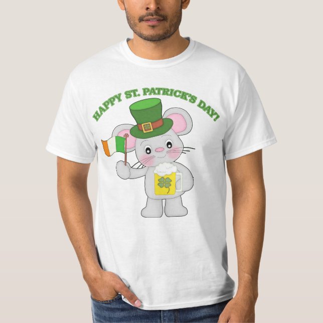 Lycklig St. Patrick's Day Irish Mouse T-shirt (Framsida)