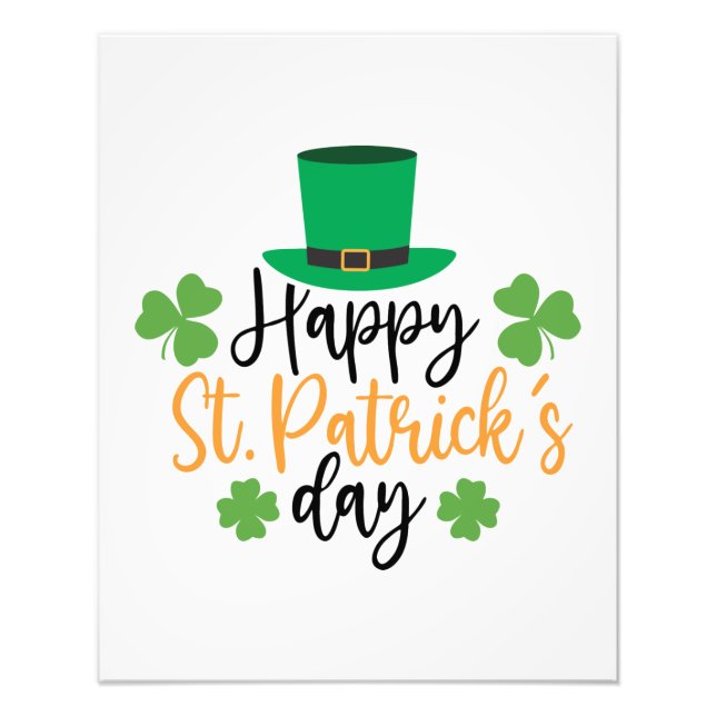 Lycklig St. Patrick's Day Irish Pride Shamrock Luc Fototryck (Framsidan)