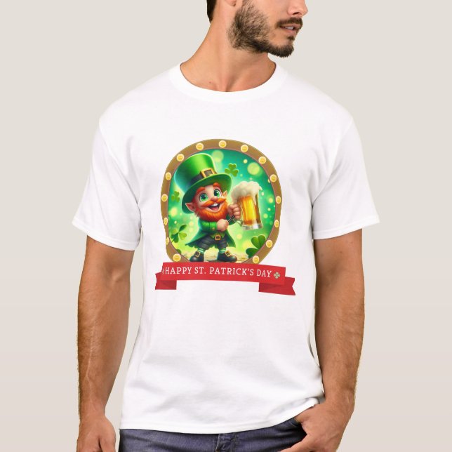 Lycklig St. Patrick's Day Irish Shamrocks Leprecha T Shirt (Framsida)