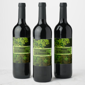 Lycklig St.Patrick's Day,irish shamrocks Vinflaska Etikett