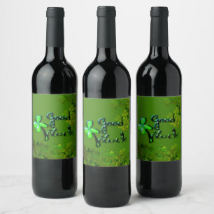 Lycklig St.Patrick's Day,irish shamrocks Vinflaska Etikett