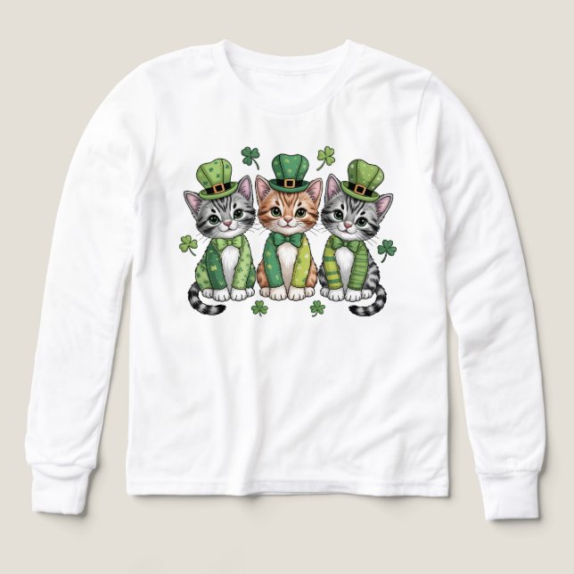 Lycklig St. Patrick's Day Kattungar-47474 T Shirt (Design framsida)