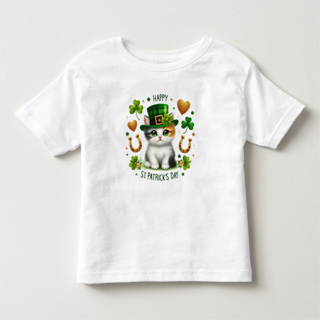 Lycklig St. Patrick's Day Kitten T Shirt (Framsida)