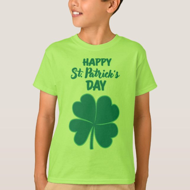 Lycklig St. Patrick's Day Klöver Löv T Shirt (Framsida)