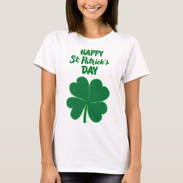 Lycklig St. Patrick's Day Klöver Löv T Shirt (Framsida)