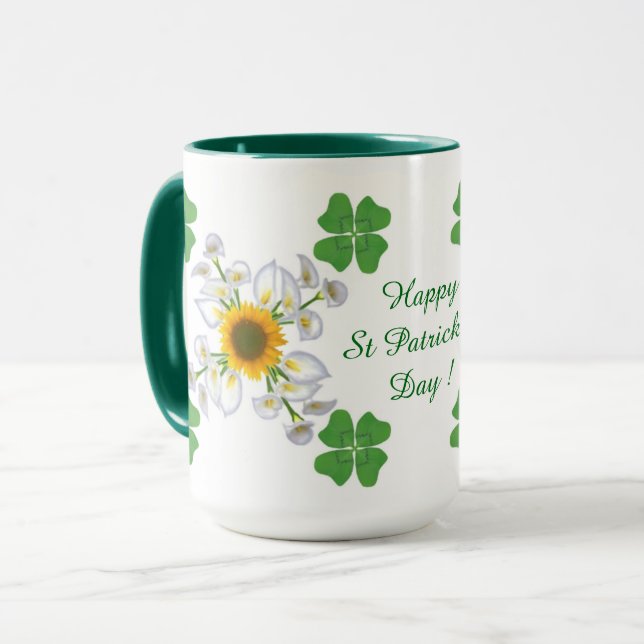Lycklig St. Patrick's Day! Klöver med Calla Mugg (Framsida vänster)