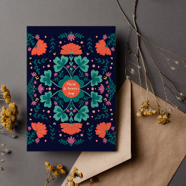 Lycklig St. Patrick's Day klöver och blommor Kort