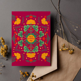 Lycklig St. Patrick's Day klöver och blommor magen Kort