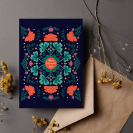 Lycklig St. Patrick's Day klöver och blommor Vykort