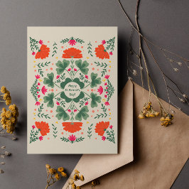 Lycklig St. Patrick's Day klöver och blommor Vykort