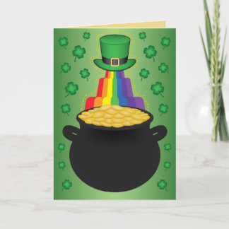 Lycklig St.Patrick's Day Klöver/Rainbow/Pot of Gul Helgkort