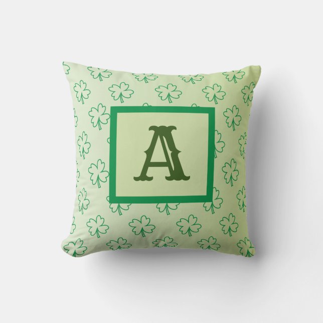 Lycklig St patrick's day klöver schamprockmonogram Kudde (Framsida)