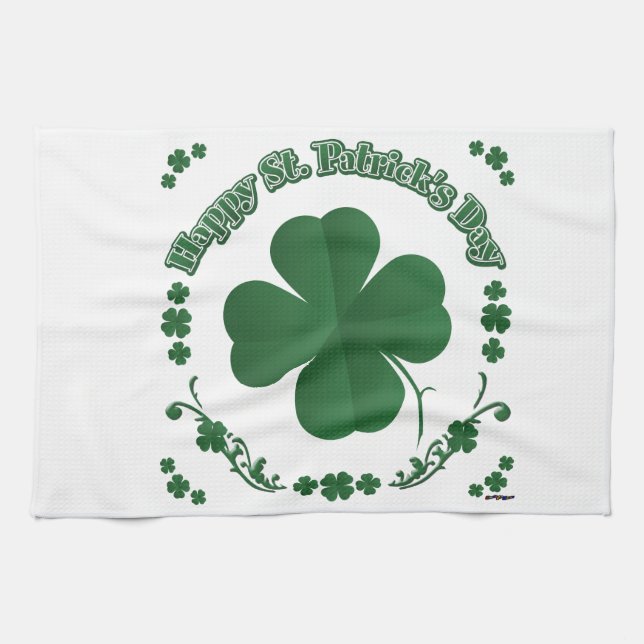 Lycklig St. Patrick's Day Kökshandduk (Horisontell)