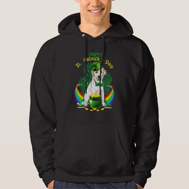 Lycklig St patricks day Labrador Leprechaun Hat Sh Hoodie (Framsida)