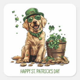 Lycklig St. Patrick's Day Labrador Retriever Hund Fyrkantigt Klistermärke