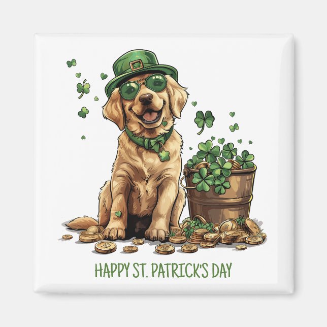 Lycklig St. Patrick's Day Labrador Retriever Hund Magnet (Framsidan)