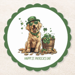 Lycklig St. Patrick's Day Labrador Retriever Hund Underlägg Papper