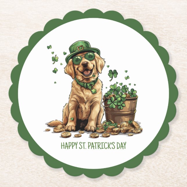 Lycklig St. Patrick's Day Labrador Retriever Hund Underlägg Papper (Framsida)