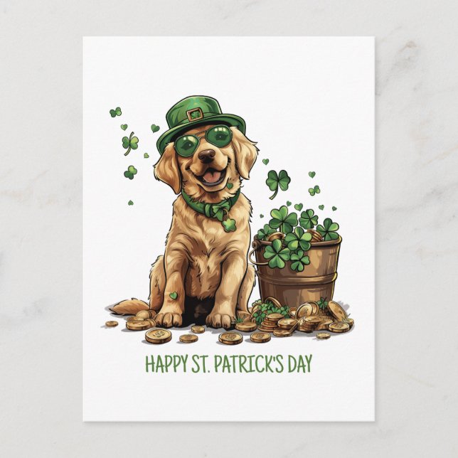 Lycklig St. Patrick's Day Labrador Retriever Hund Vykort (Framsida)